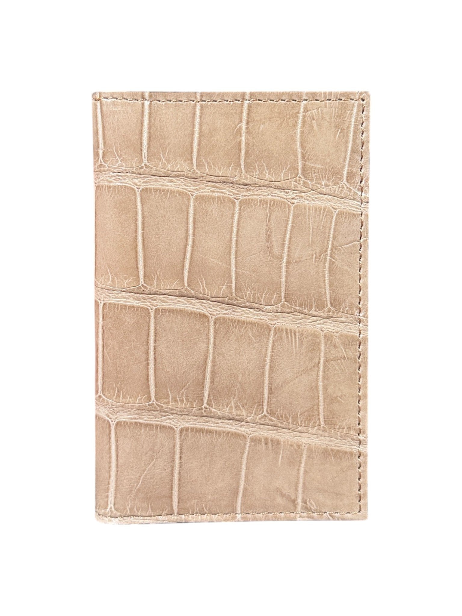Sand Beige Crocodile Bifold Card Wallet Exotic Leather AMAL Italy