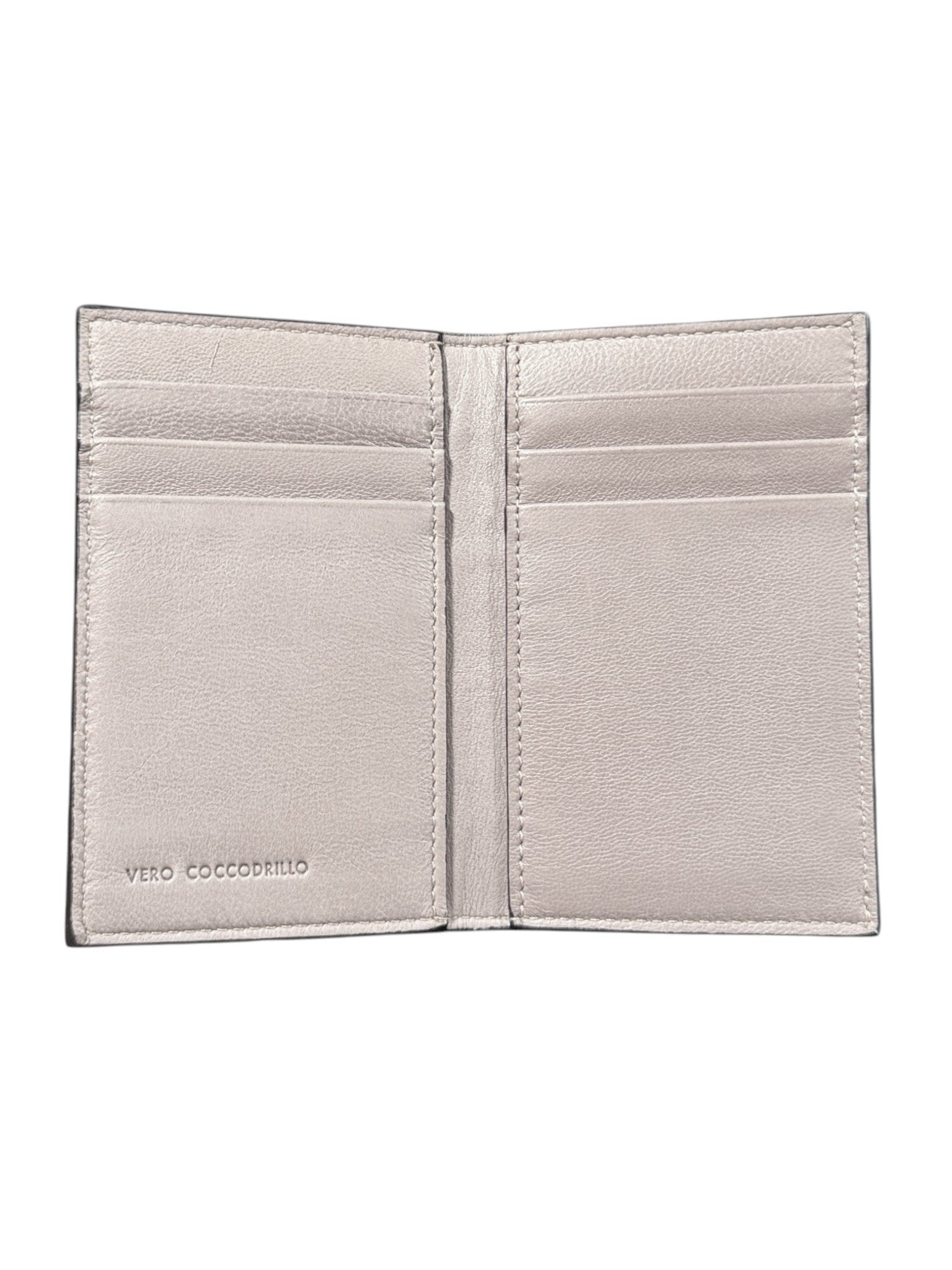 Bifold Wallet Crocodile Card Holder Grey Glossy