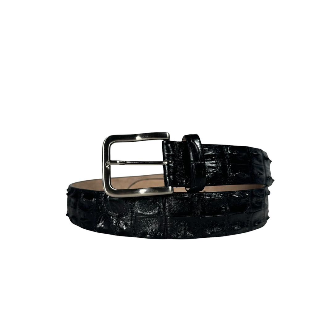 Black Bone Crocodile Leather Belt