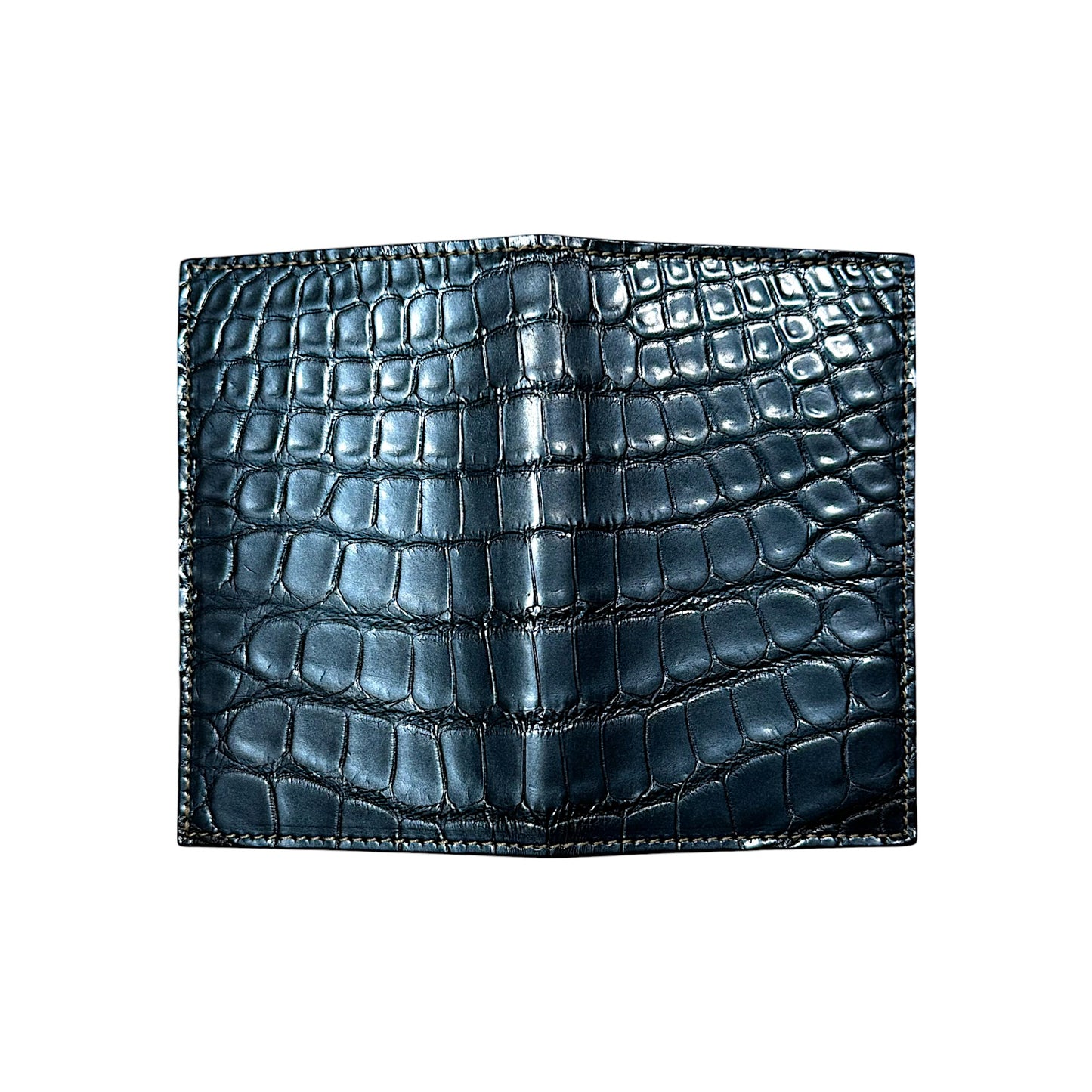 Metallic Blue Patent Crocodile Card Wallet