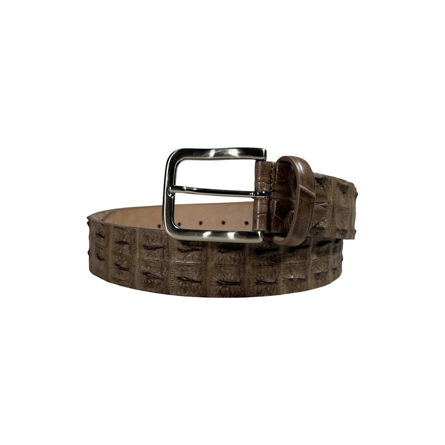 Taupe Bone Crocodile Belt