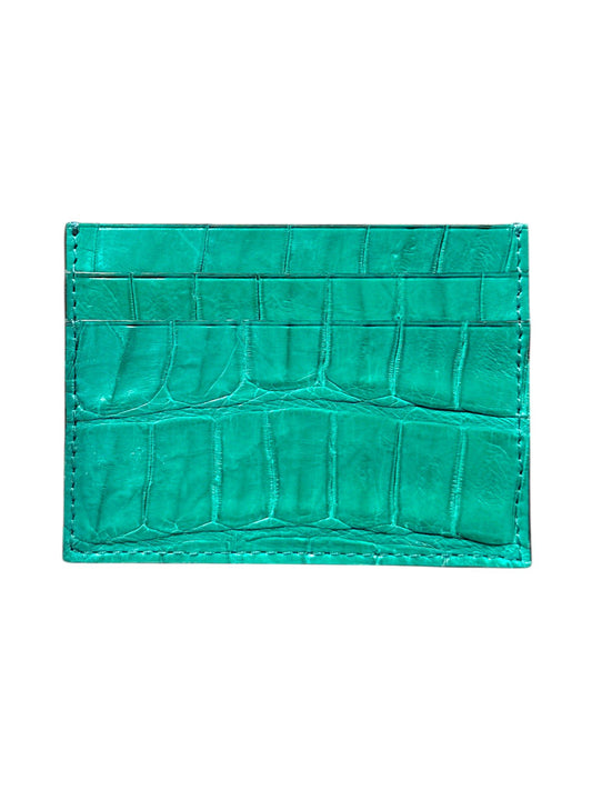 Acqua Turquoise Crocodile Skin Card Holder by AMAL Handmade Italy
