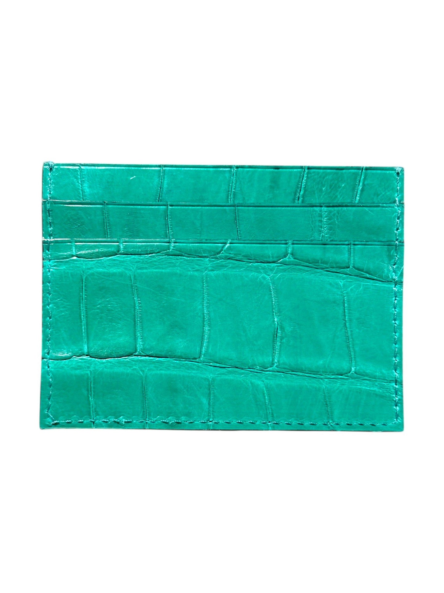 Handcrafted Exotic Crocodile Leather Card Wallet AMAL Acqua Turquoise