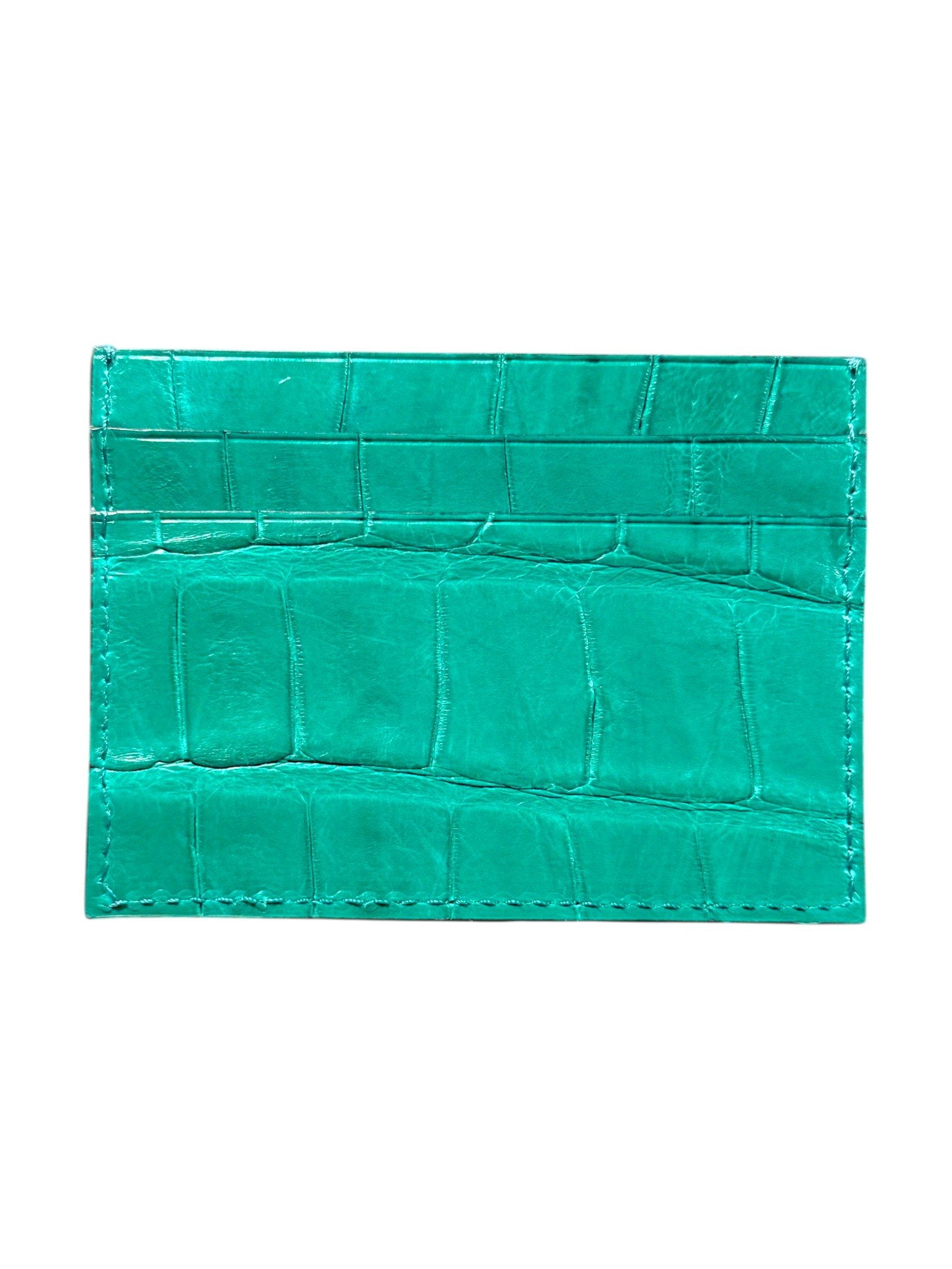 Handcrafted Exotic Crocodile Leather Card Wallet AMAL Acqua Turquoise