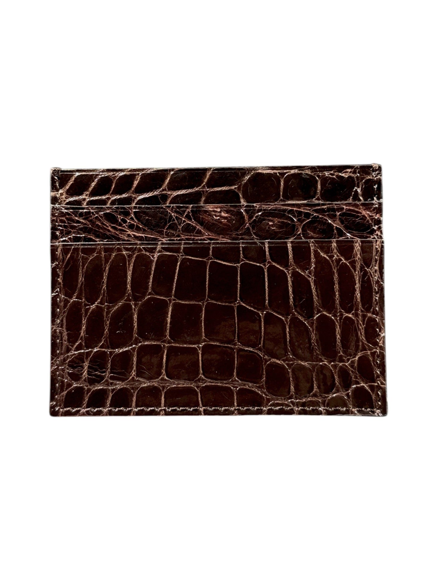 Crocodile Leather Card Holder by AMAL Chocolate Brown