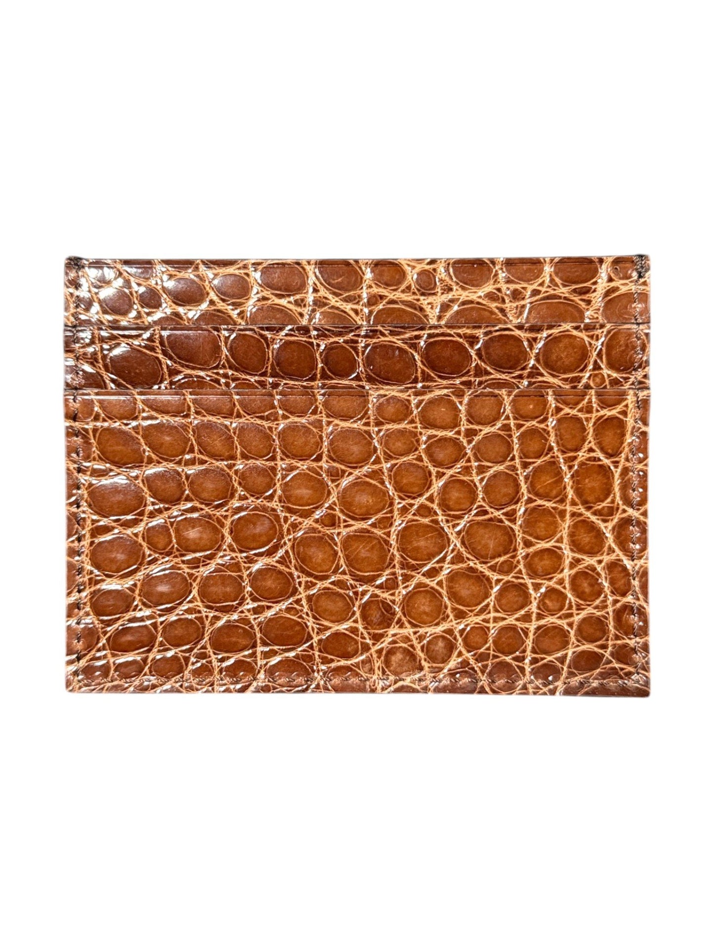 Cognac Brown Crocodile Skin Wallet Handmade Italy Exotic Leather AMAL