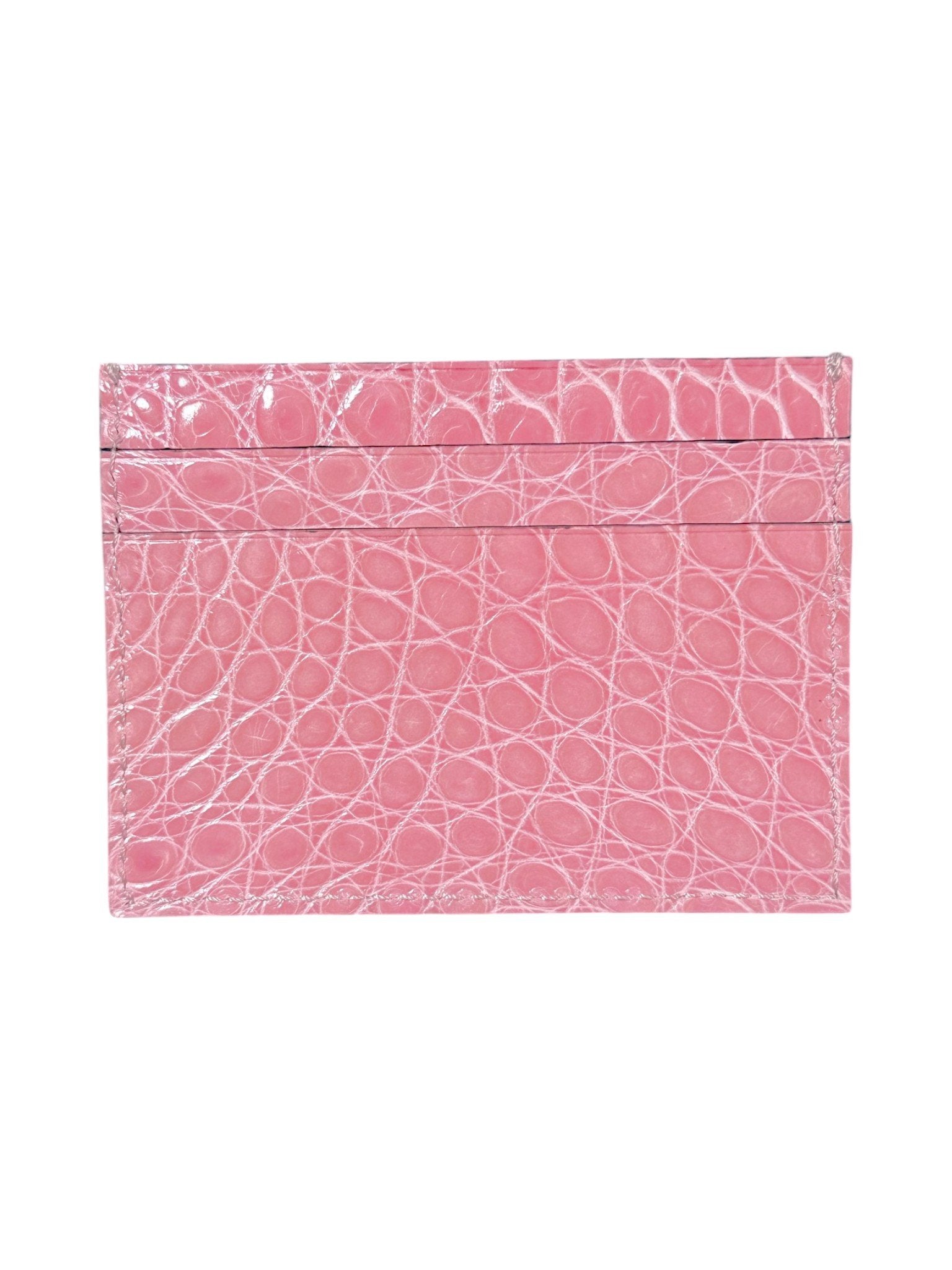 Pink Crocodile Card Holder Leather Wallet Italy