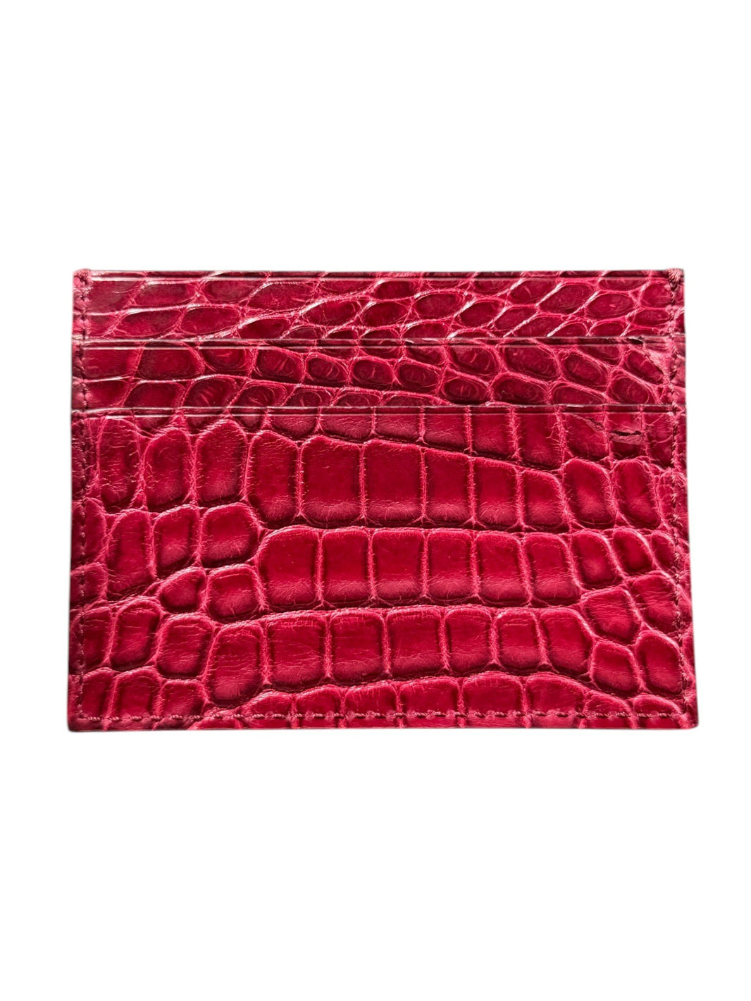 AMAL Red Crocodile Card Wallet Hand Stitched