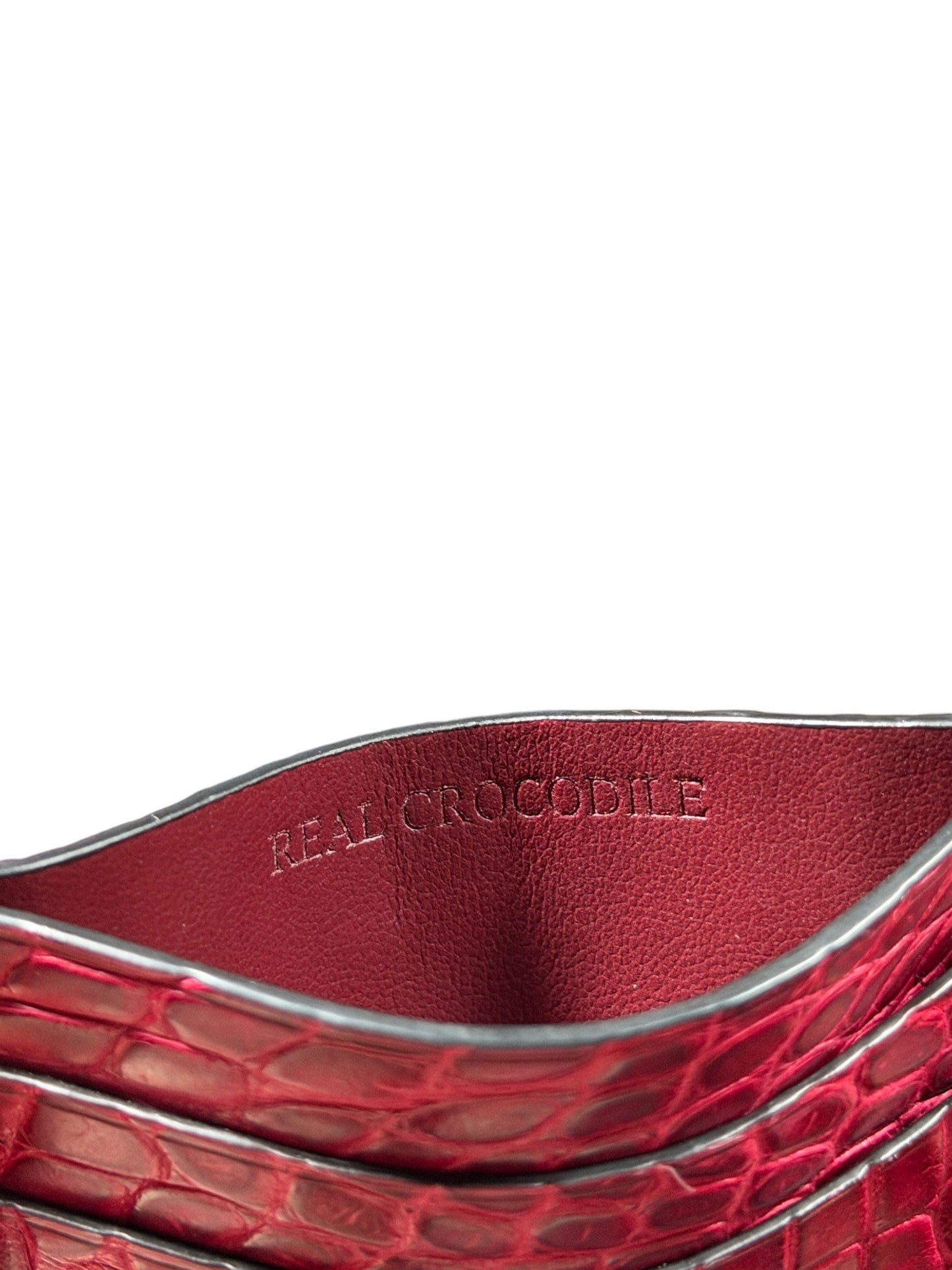AMAL Real Crocodile Interior Stamp Red Card Holder