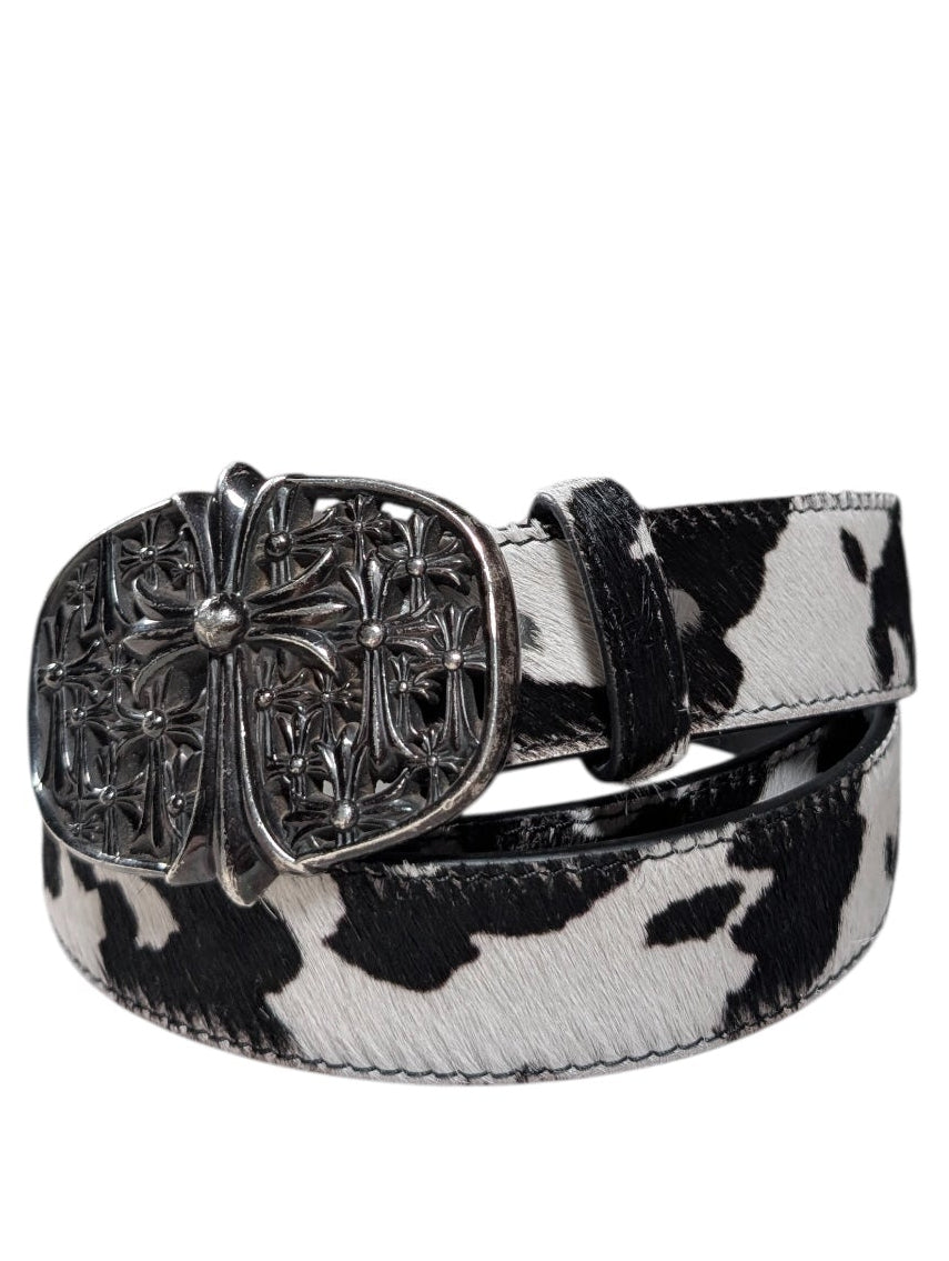AMAL Calf Hair Leather Belt Strap Animal Print Verified YP Collective