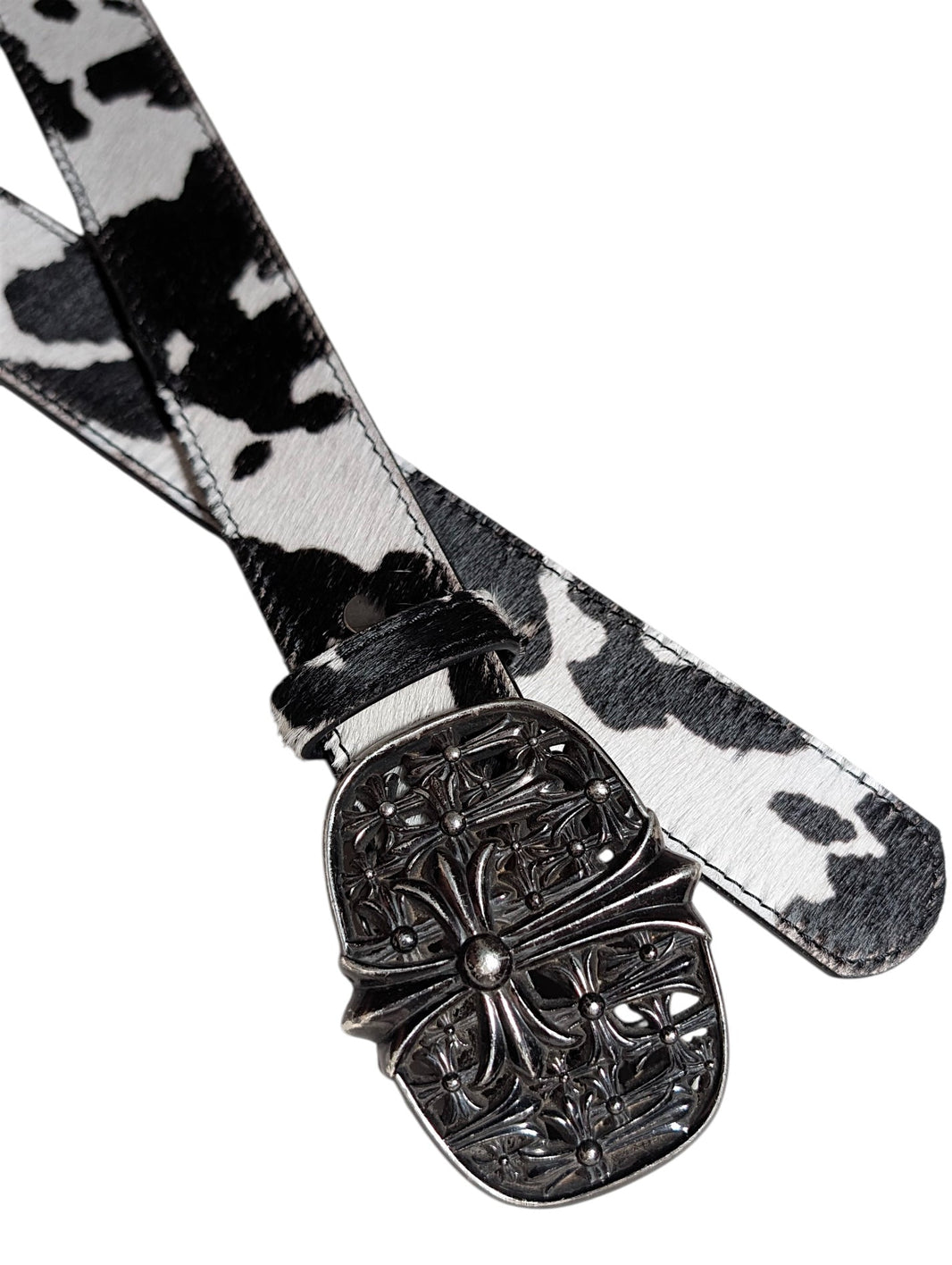 AMAL Calf Hair Leather Belt Strap Animal Print Sterling Silver Hardware