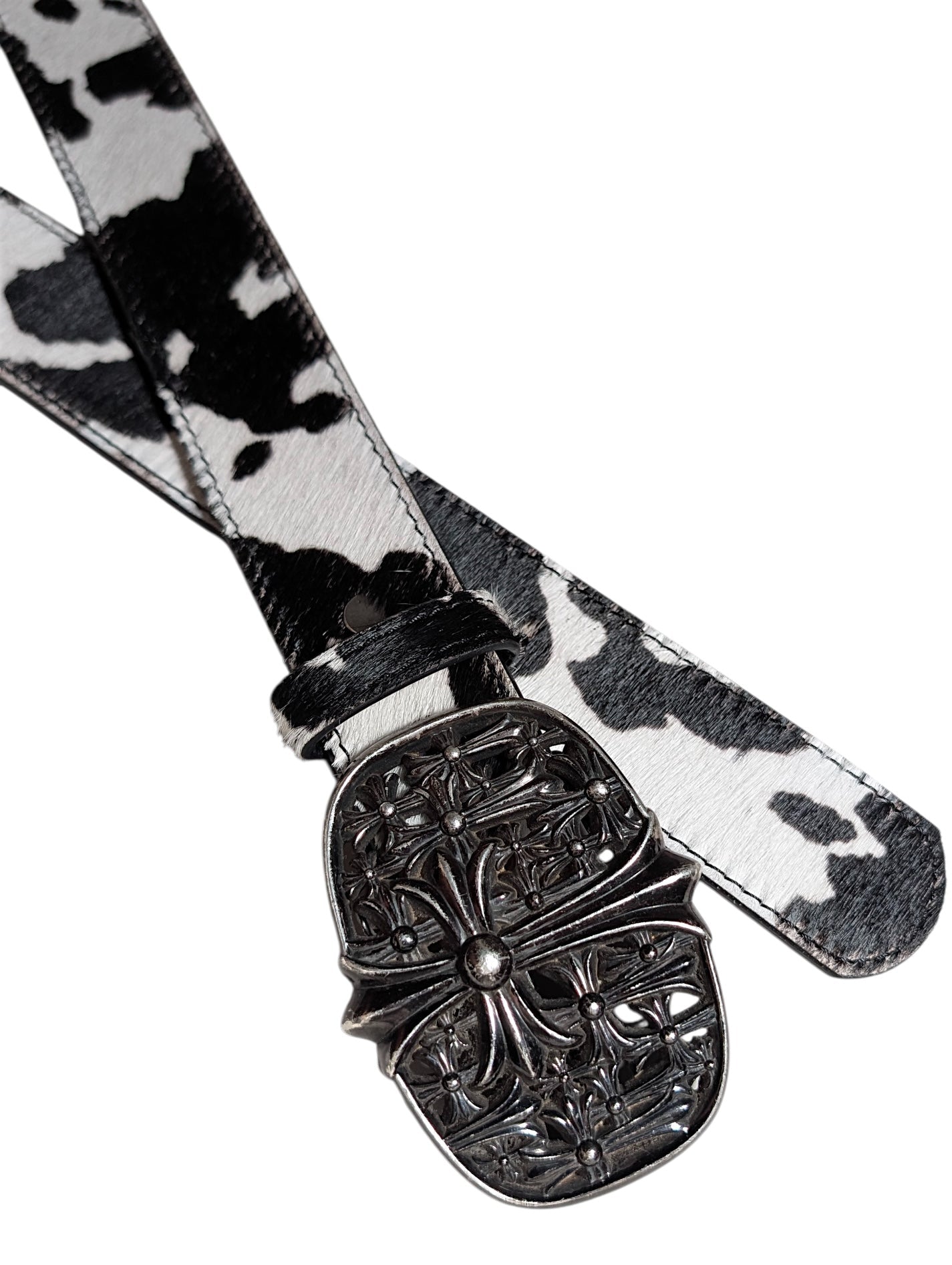 Calf Hair Leather Belt Strap Animal Print