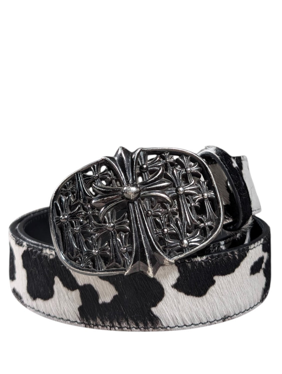 Calf Hair Leather Belt Strap Animal Print