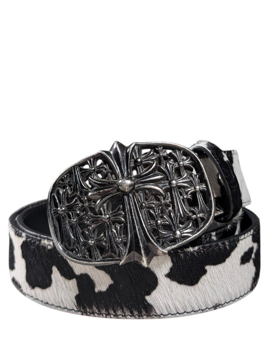 AMAL Calf Hair Leather Belt Strap Animal Print Authentic Belts