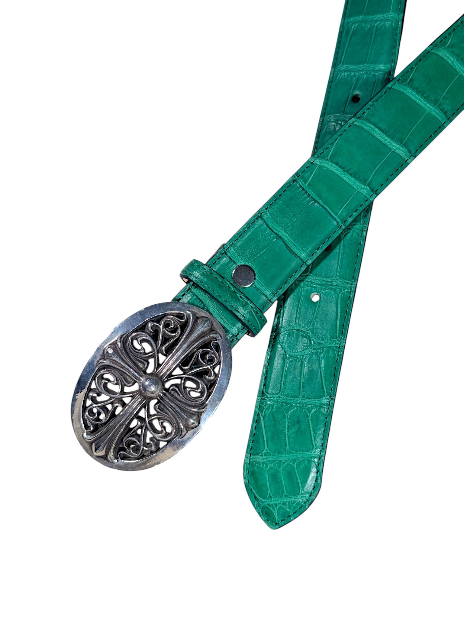 Green Crocodile Belt Strap Hand Made in Italy