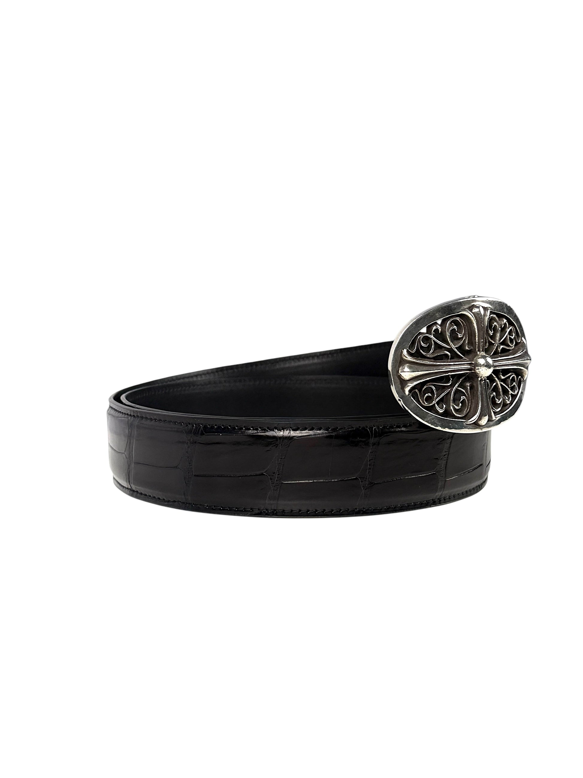 AMAL crocodile belt strap snap button closure exotic skin