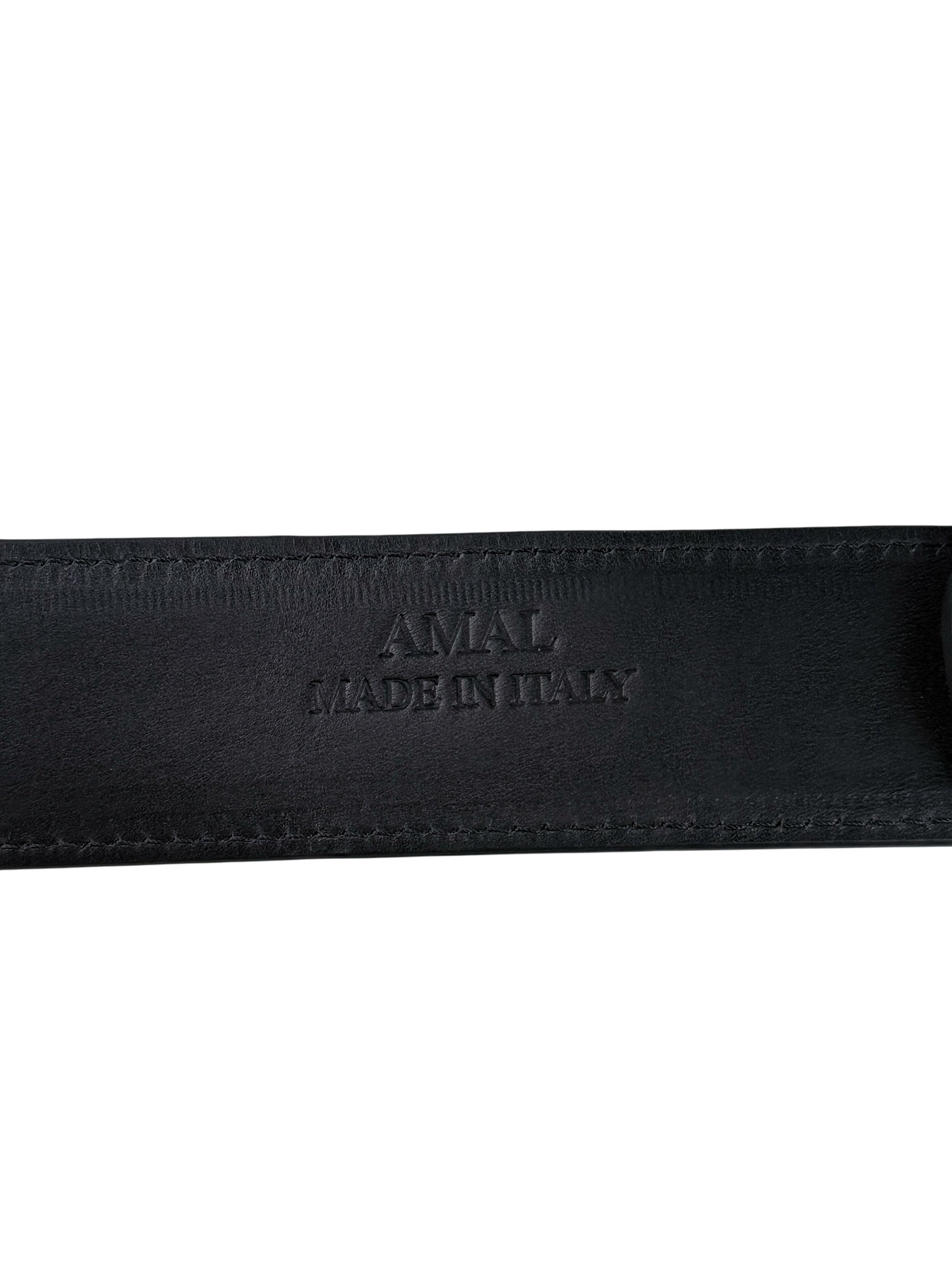 Chrome Hearts buckle mounted on AMAL glossy black crocodile strap