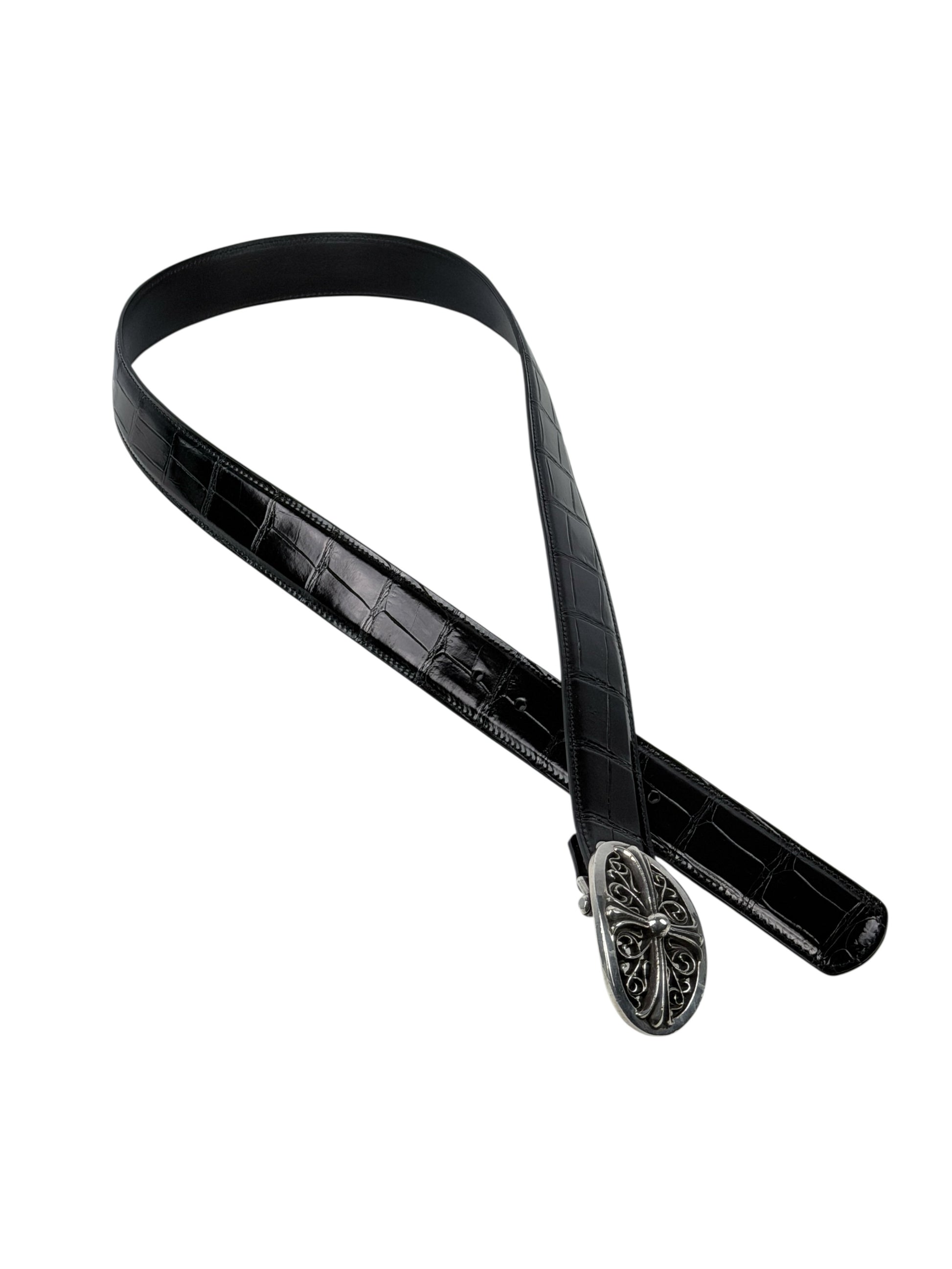AMAL V2 belt strap shown with Chrome Hearts oval cross buckle