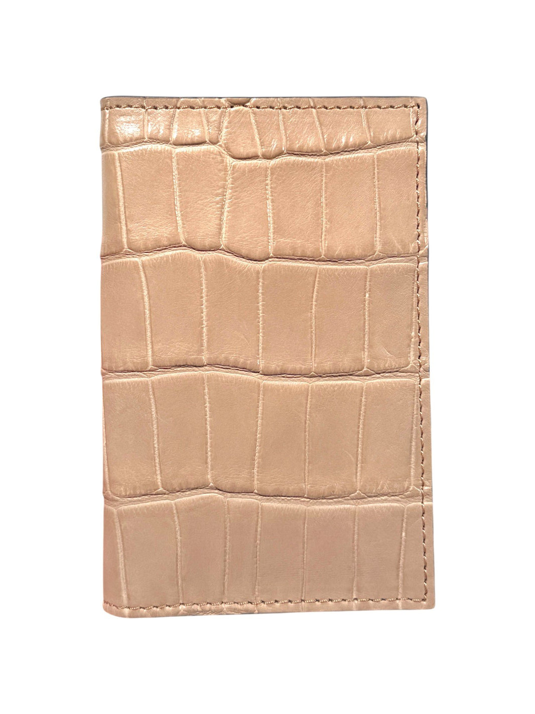 Beige Crocodile Bifold Card Wallet Exotic Leather AMAL