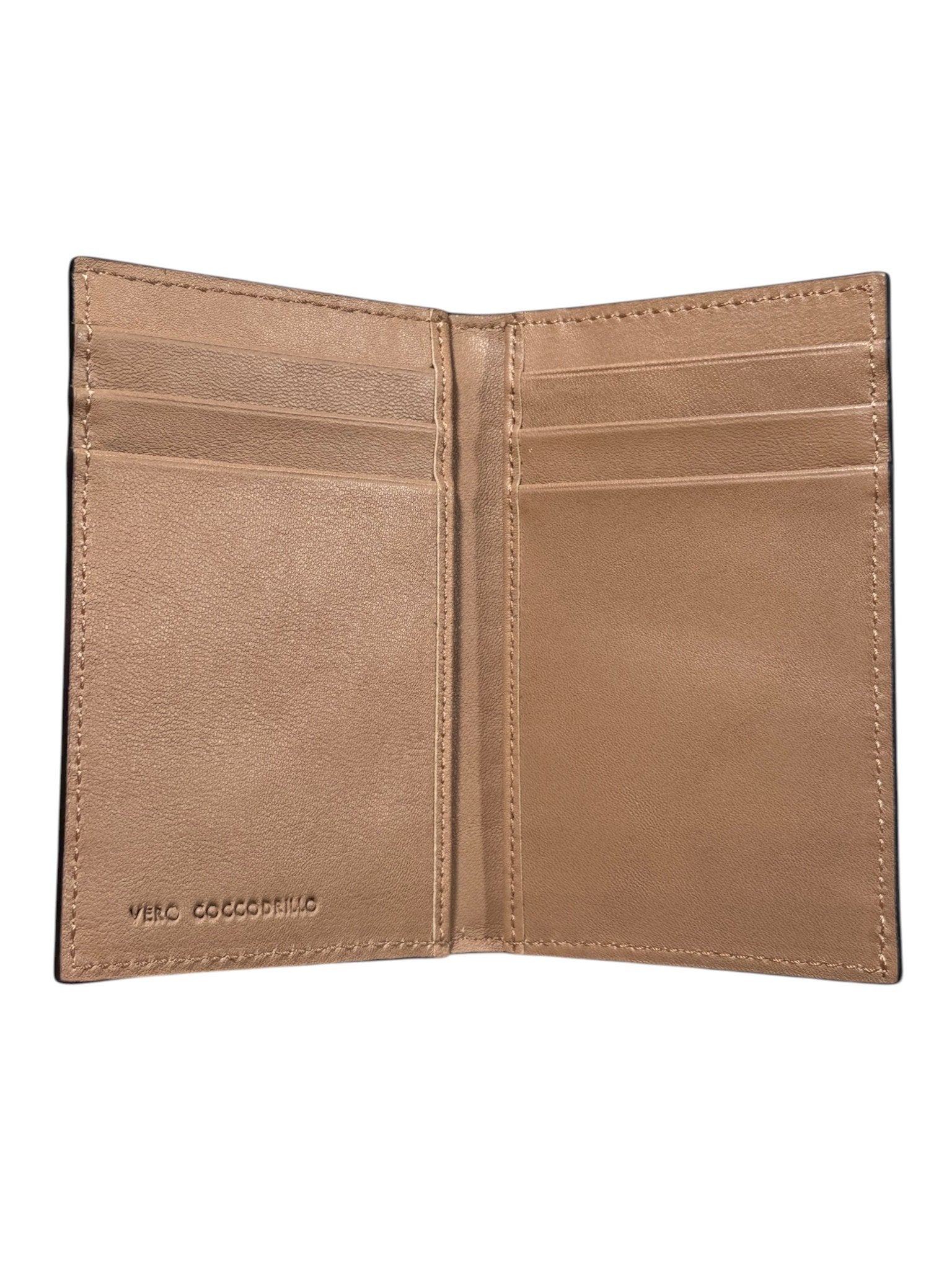 Calf Leather Interior 8 Card Wallet Exotic Bifold AMAL Beige