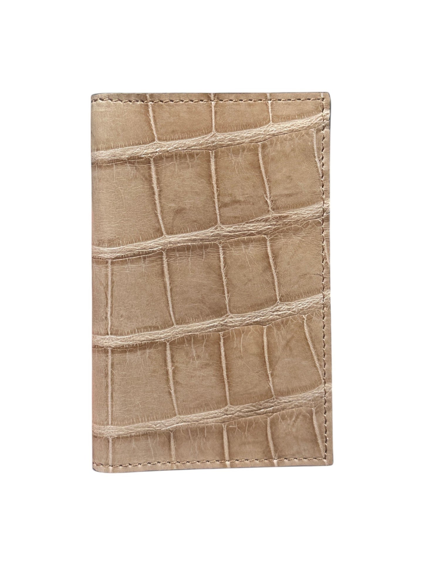 Champagne Gold Crocodile Bifold Card Wallet AMAL Exotic Leather