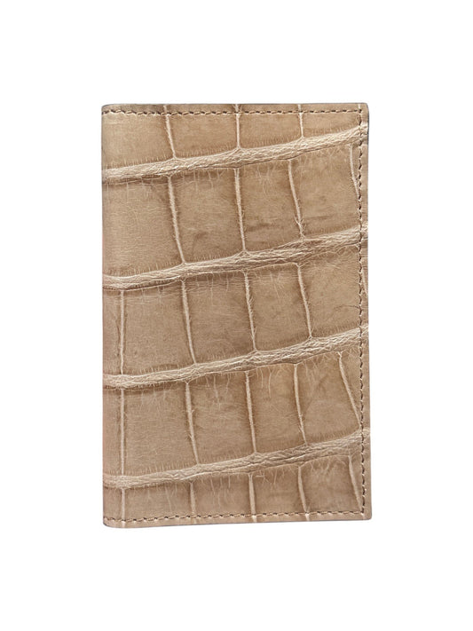 Champagne Gold Crocodile Bifold Card Wallet AMAL Exotic Leather