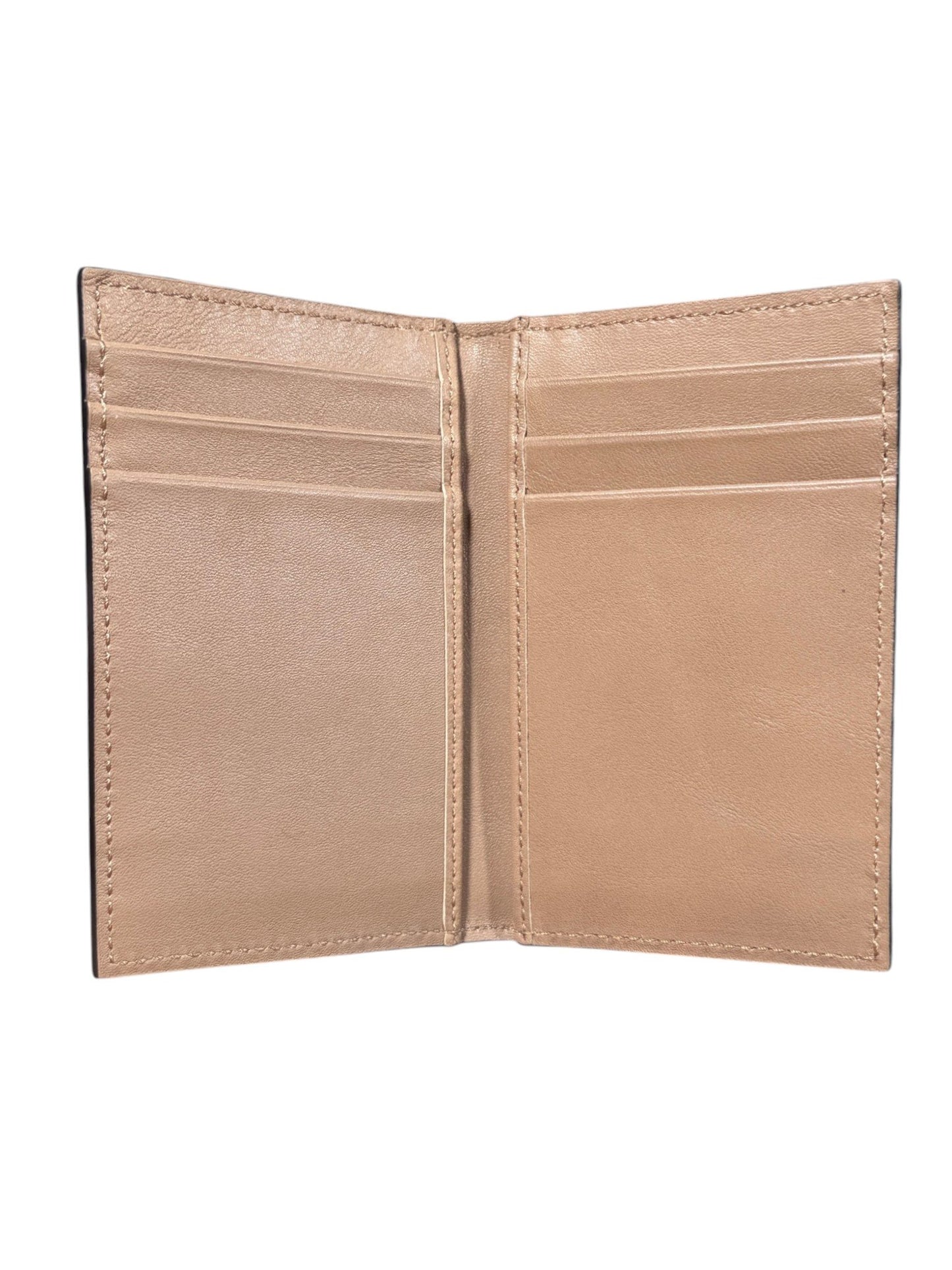 Beige Leather Card Slot Crocodile Bifold Wallet AMAL