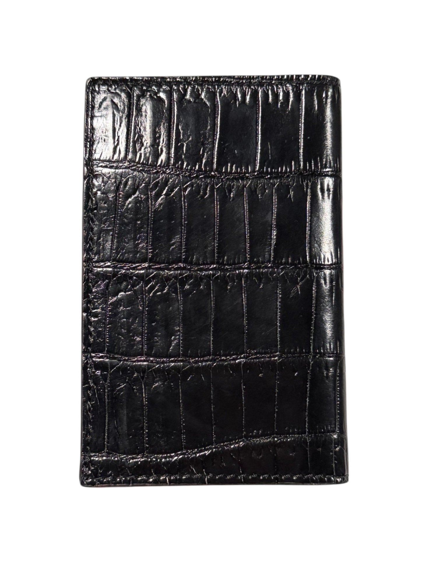 Black Crocodile Leather Wallet Hand-Stitched