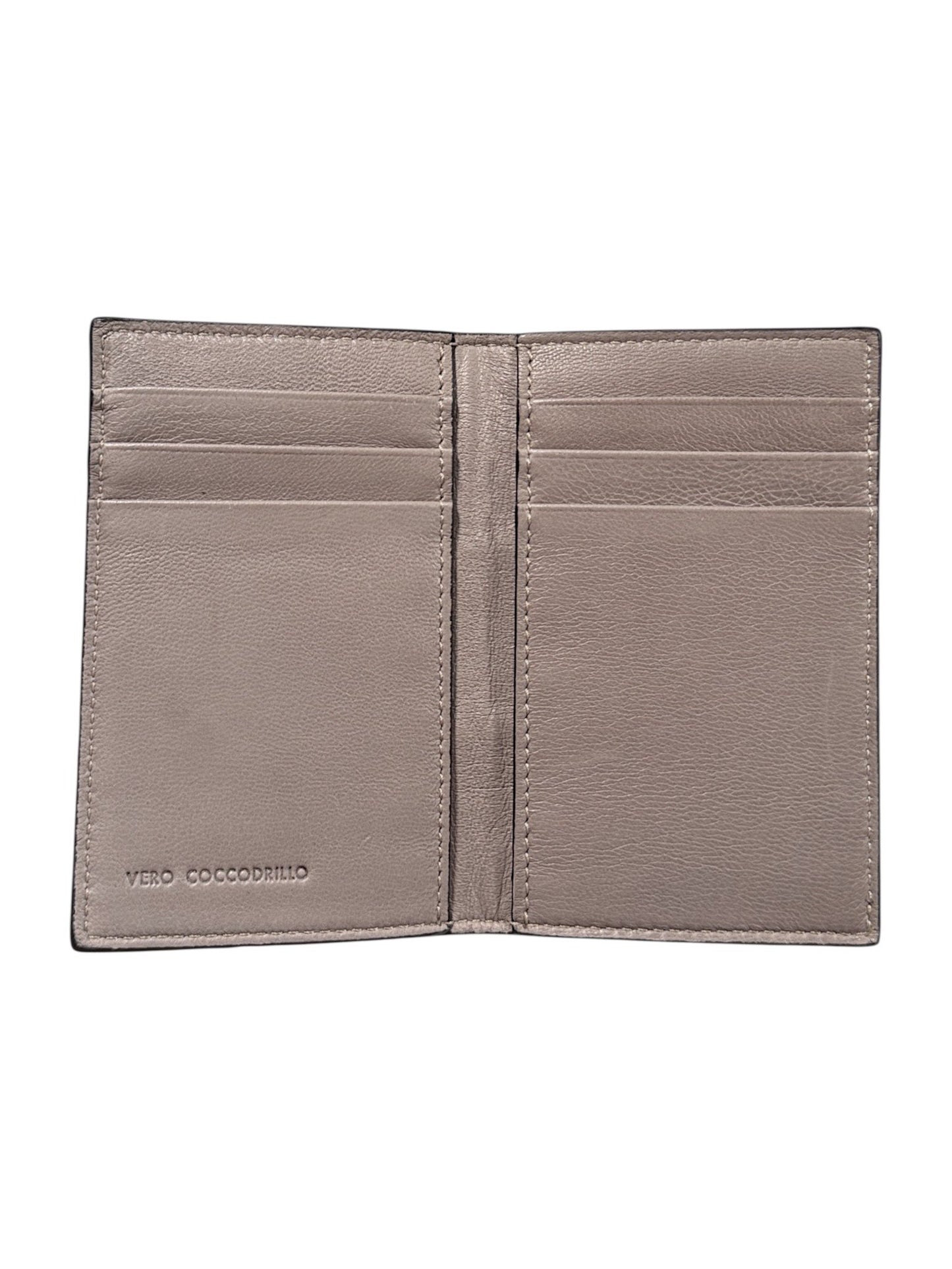 Handmade Italy Exotic Leather Bifold Wallet Grey Crocodile AMAL