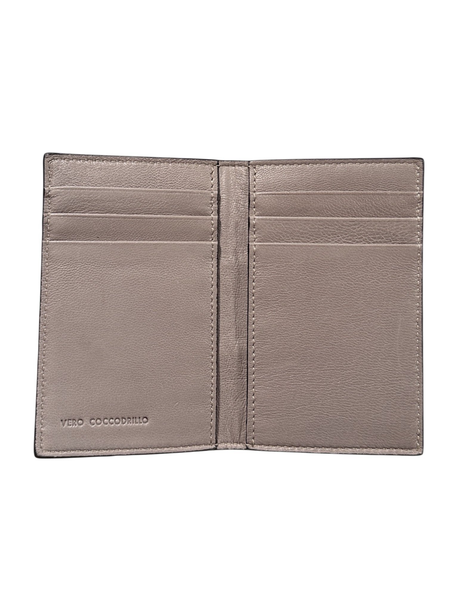 Handmade Italy Exotic Leather Bifold Wallet Grey Crocodile AMAL