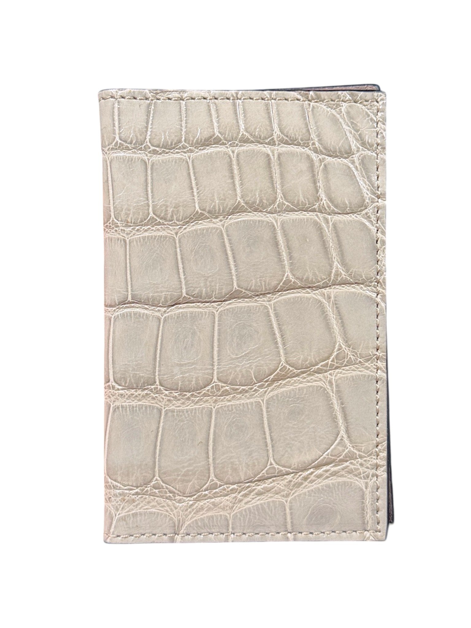 Luxury Crocodile Bifold Card Wallet Ivory Cream Genuine Exotic Leather AMAL