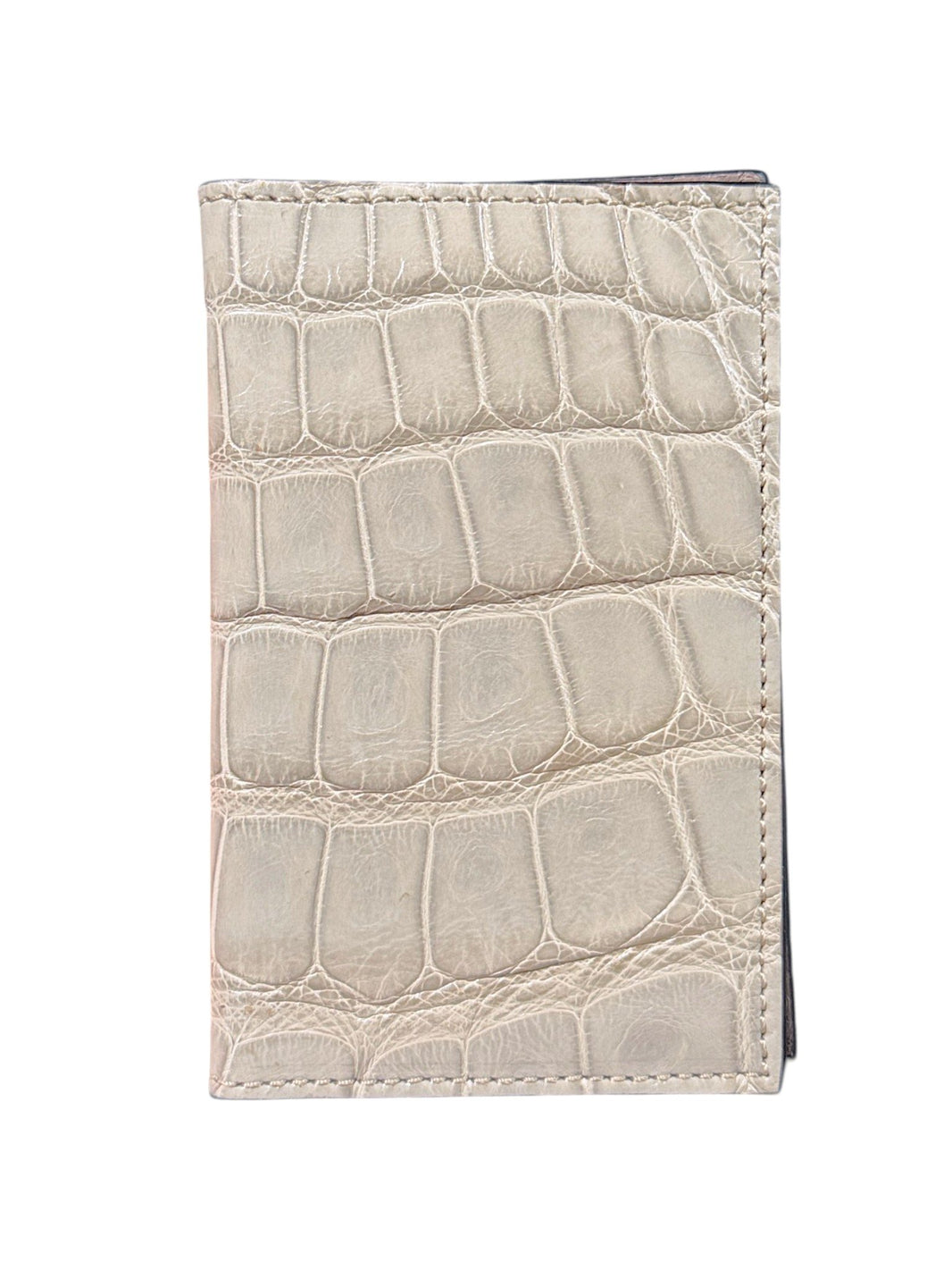 Luxury Crocodile Bifold Card Wallet Ivory Cream Genuine Exotic Leather AMAL