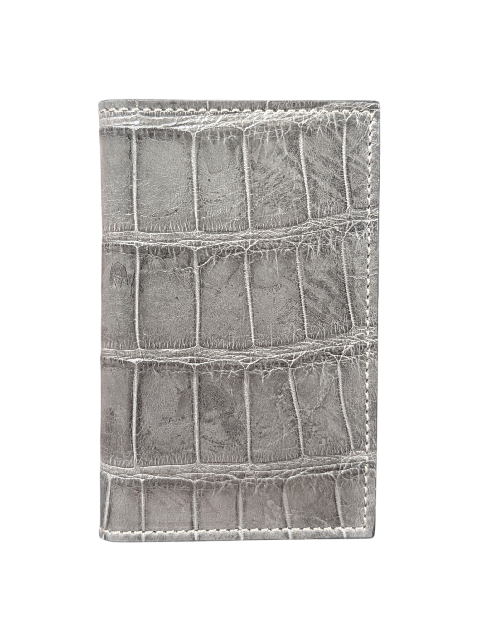 Grey Crocodile Bifold Card Wallet Exotic Leather AMAL Italy