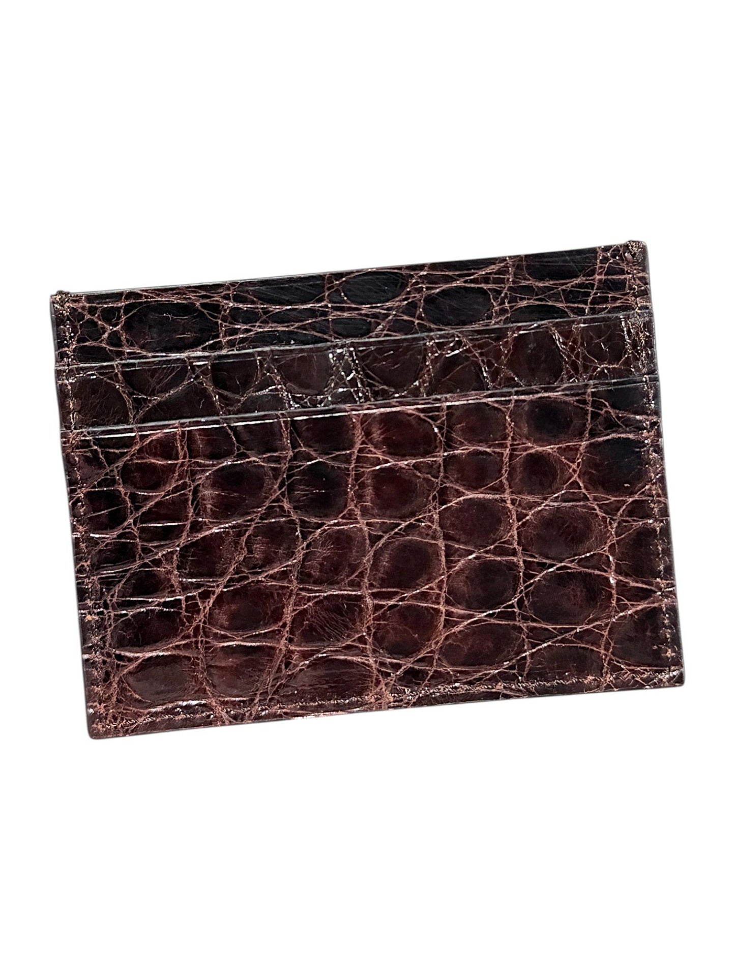 Exotic Leather Card Holder Handmade Italy Brown Crocodile AMAL