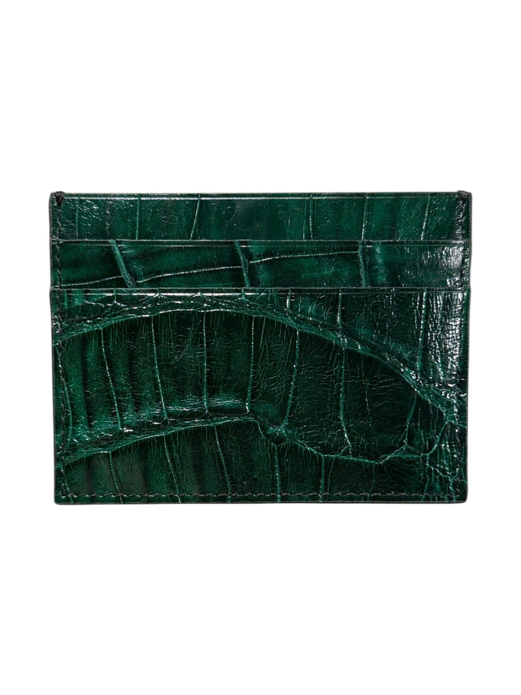 Forest Green Crocodile Skin Card Holder Exotic Leather