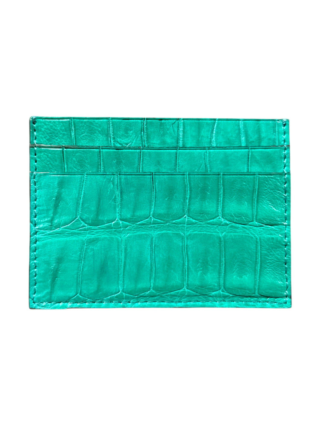 AMAL crocodile card holder green exotic leather handmade in Italy