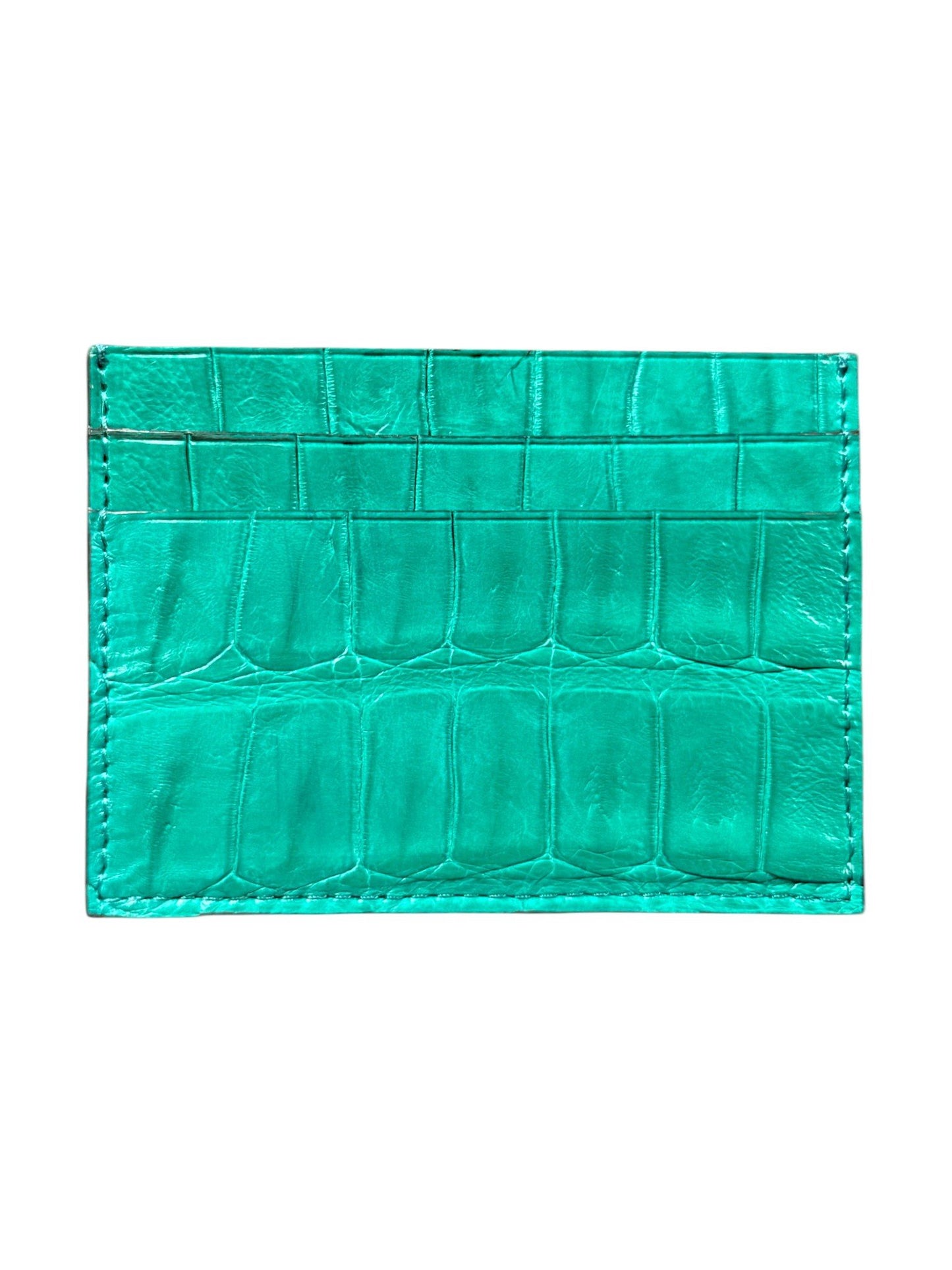 AMAL crocodile card holder green exotic leather handmade in Italy