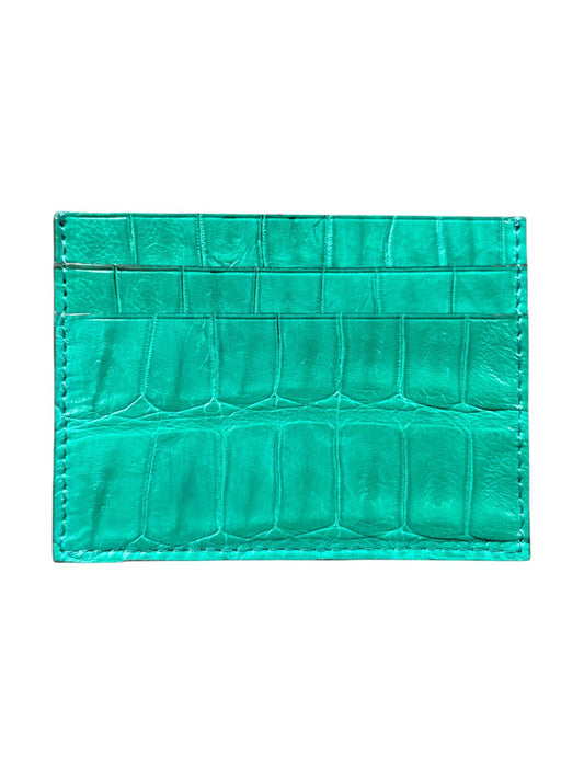 AMAL crocodile card holder green exotic leather handmade in Italy