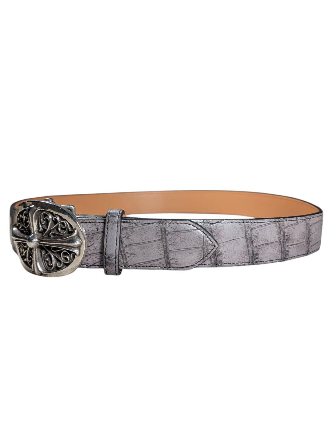 AMAL Exotic Grey Crocodile Leather Belt Strap Archival