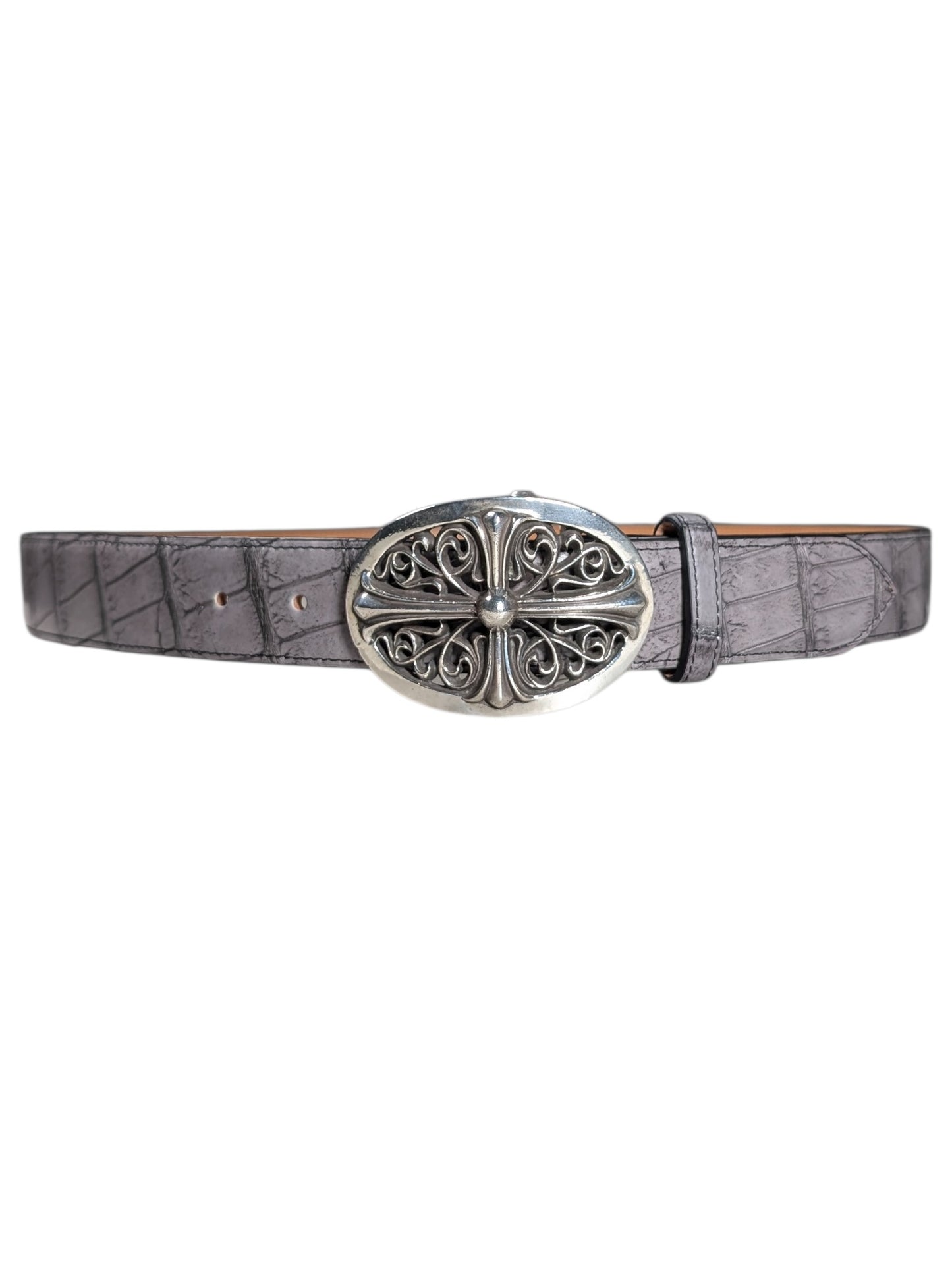 Exotic Grey Crocodile Leather Belt Strap
