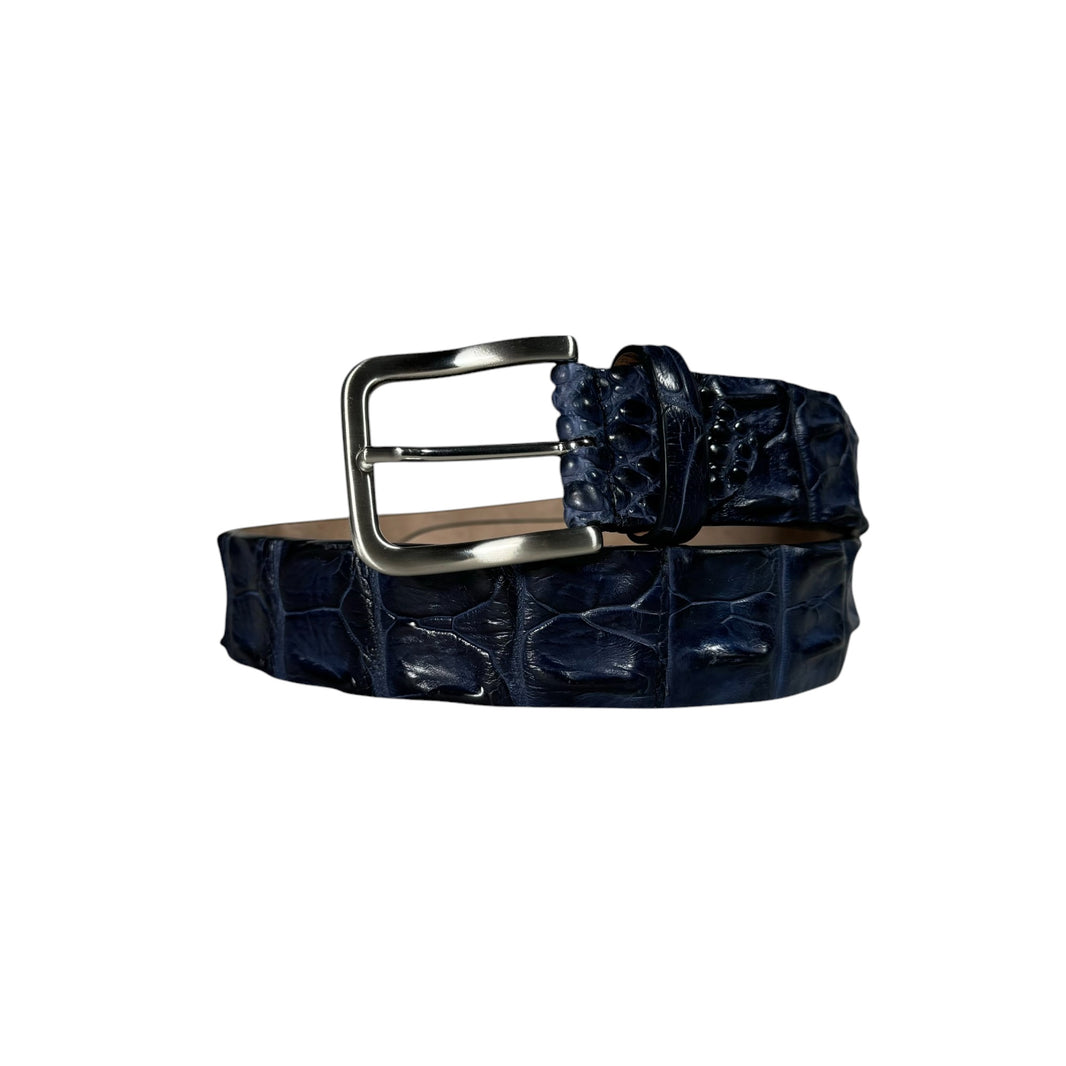 Deep Navy Bone Crocodile Belt