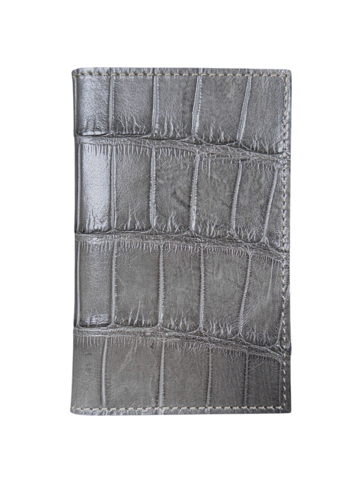 Grey Crocodile Bifold Card Wallet AMAL Exotic Leather