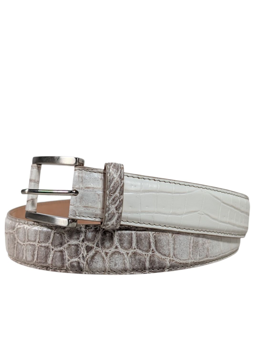 AMAL Himalayan Crocodile Leather Belt - Buckle System Verified YP Collective