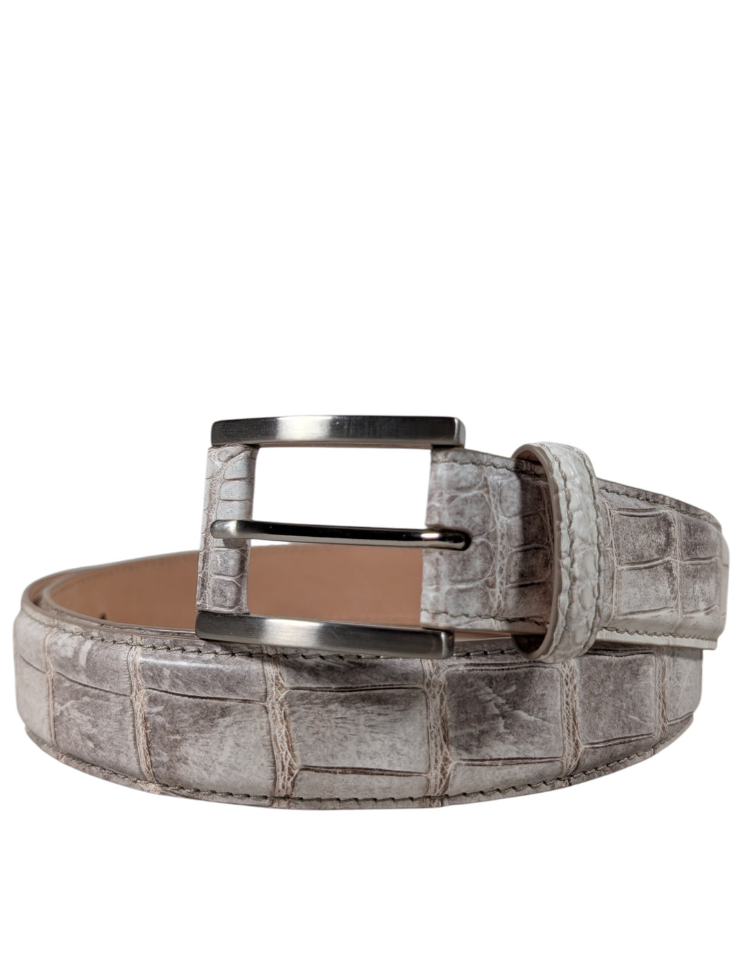 AMAL Himalayan Crocodile Leather Belt - Buckle System Verified YP Collective