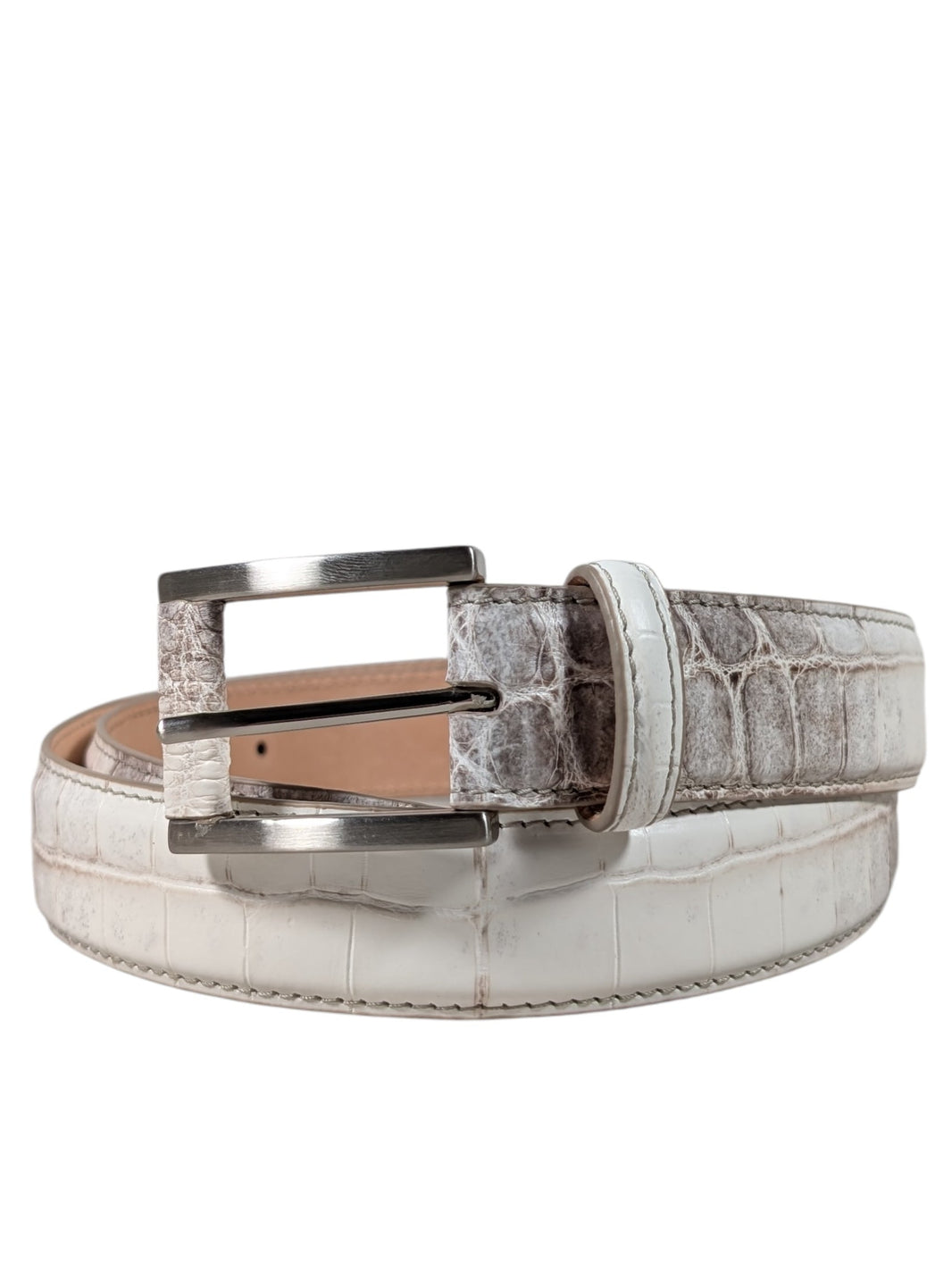 AMAL Himalayan Crocodile Leather Belt - Buckle System Verified YP Collective