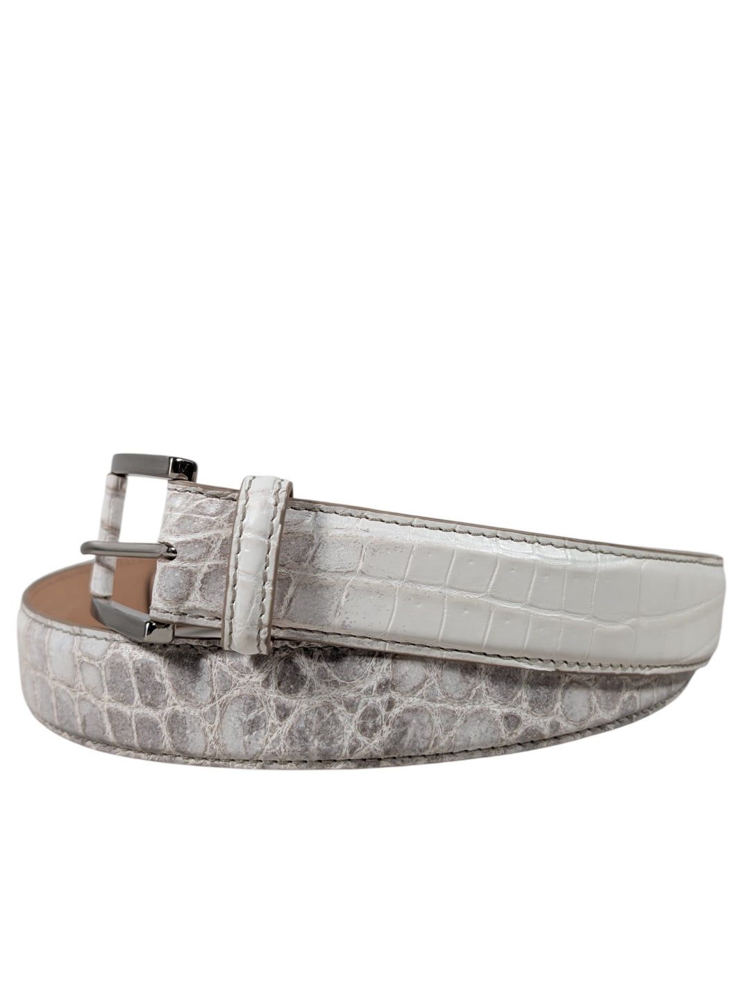 AMAL Himalayan Crocodile Leather Belt - Buckle System Verified YP Collective