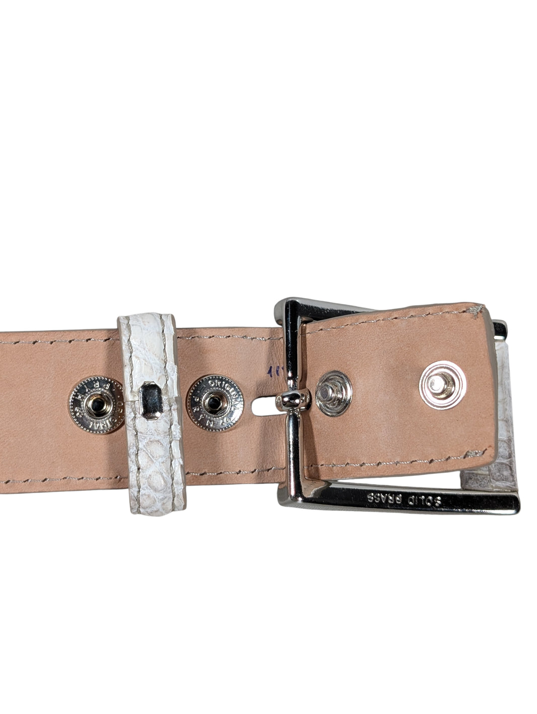 AMAL Himalayan Crocodile Leather Belt - Buckle System Authenticated Designer