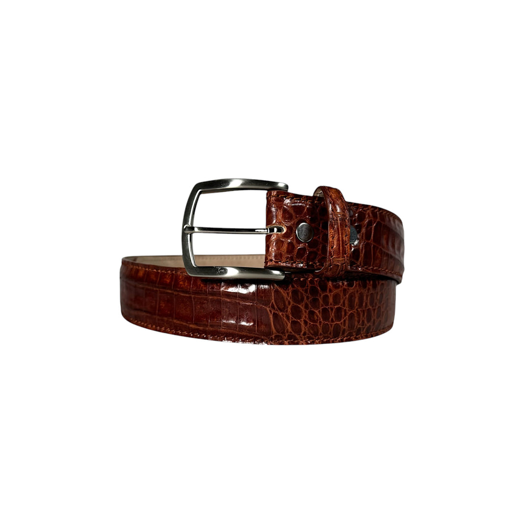 Glazed Burnt Crocodile Leather Belt