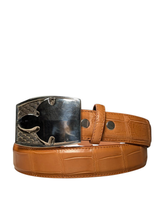 AMAL Exotic Crocodile Leather Belt Strap Authentic Belts