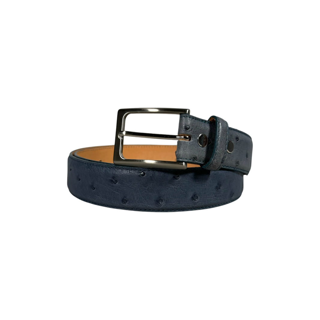 Navy Blue Ostrich Leather Belt